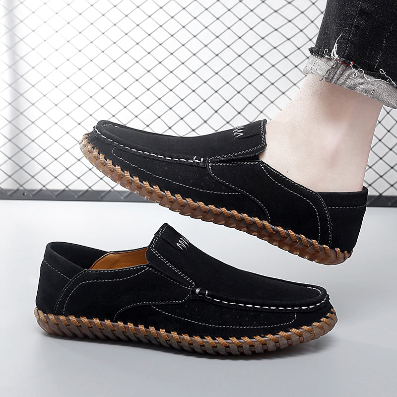 Men’s Plus Size Handmade Suede Leather Loafers – Slip-On Driving Shoes | 8666