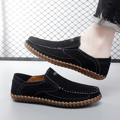 Men’s Plus Size Handmade Suede Leather Loafers – Slip-On Driving Shoes | 8666