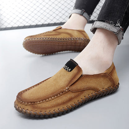Men’s Plus Size Handmade Suede Leather Loafers – Slip-On Driving Shoes | 8666
