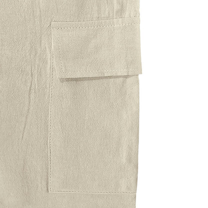 Men’s Four-Season Lightweight Linen Cargo Pants Breathable Multi-Pocket Loose Wide-Leg Trousers | MTGZ-9