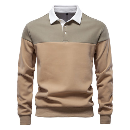 Men's Long Sleeve Polo Collar Sweatshirt - 2025 Spring Casual Streetwear Top | HD3006