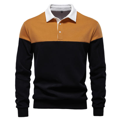 Men's Long Sleeve Polo Collar Sweatshirt - 2025 Spring Casual Streetwear Top | HD3006