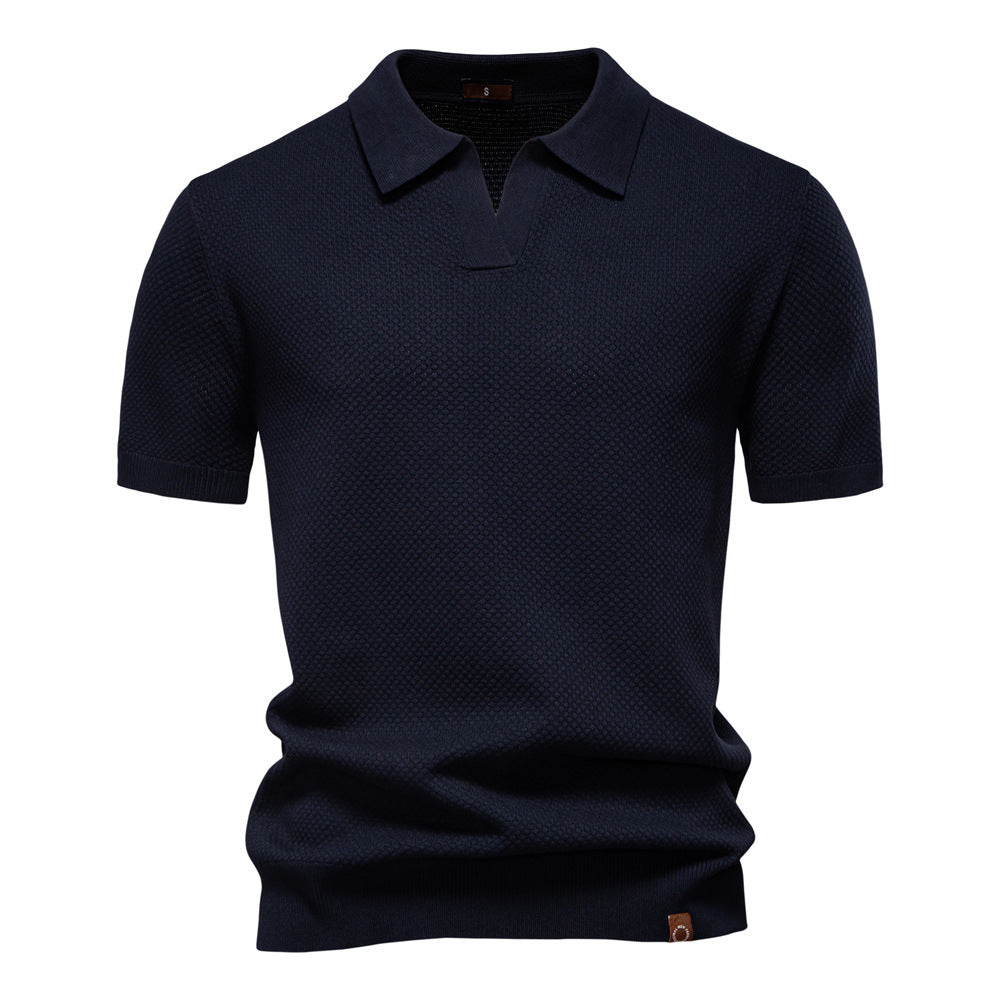 Men's Pineapple Knit Texture Polo Shirt - 2025 Summer Relaxed Fit Short Sleeve Top | PSD8025