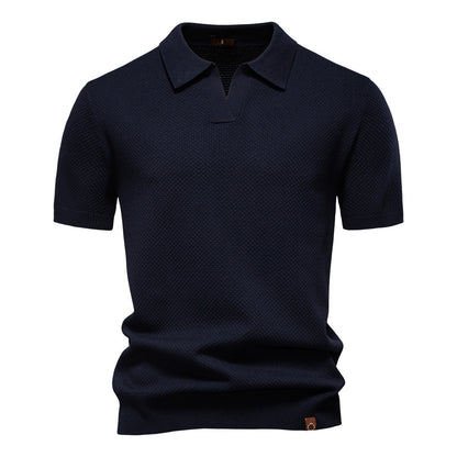 Men's Pineapple Knit Texture Polo Shirt - 2025 Summer Relaxed Fit Short Sleeve Top | PSD8025