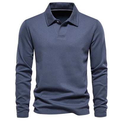 Men's Washed Polo Shirt – Long Sleeve Cotton Blend Top | Smart-Casual Autumn Essential | PL255