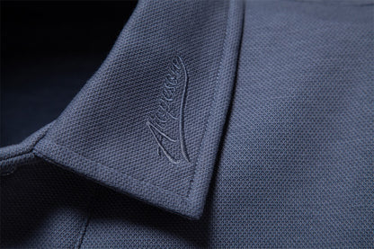 Men's Washed Polo Shirt – Long Sleeve Cotton Blend Top | Smart-Casual Autumn Essential | PL255