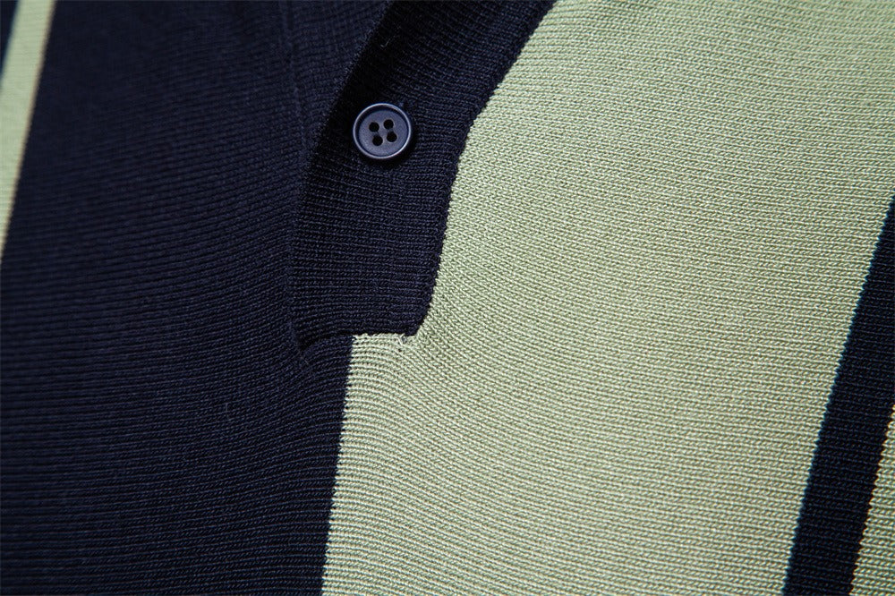 Men's Striped Knit Polo Shirt - 2025 Summer Slim-Fit Urban Casual Top | PSD8021/PSD8028