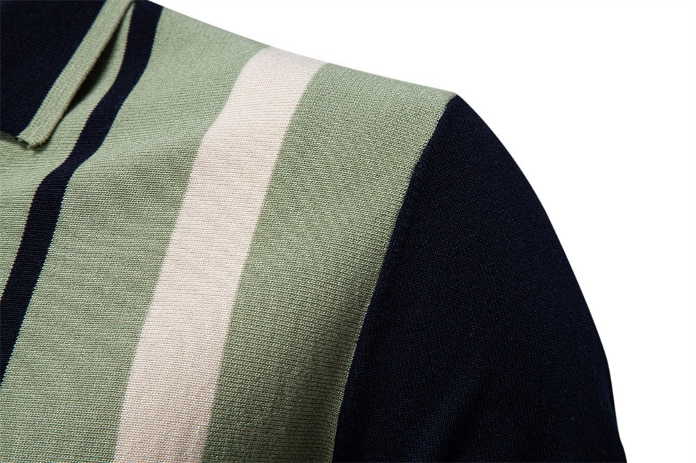 Men's Striped Knit Polo Shirt - 2025 Summer Slim-Fit Urban Casual Top | PSD8021/PSD8028