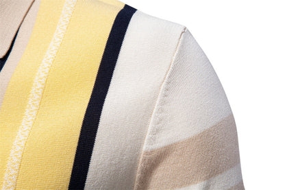 Men's Striped Knit Polo Shirt - 2025 Summer Slim-Fit Urban Casual Top | PSD8021/PSD8028