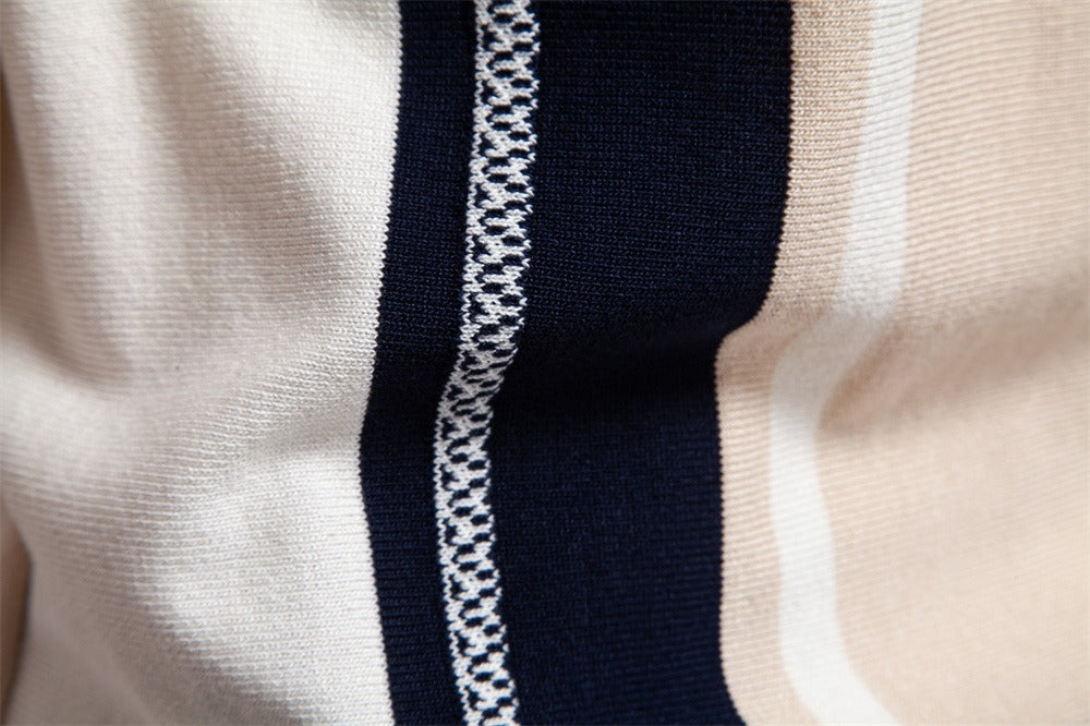 Men's Striped Knit Polo Shirt - 2025 Summer Slim-Fit Urban Casual Top | PSD8021/PSD8028