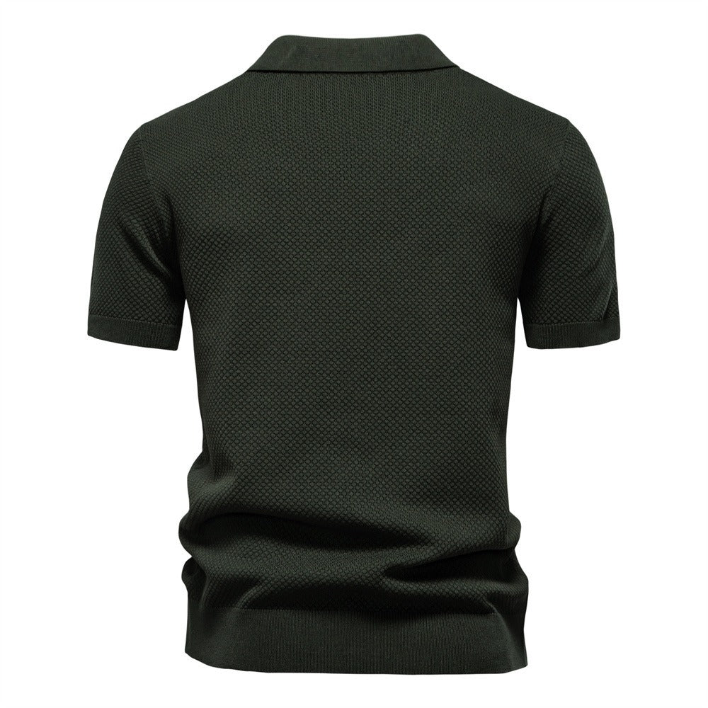 Men's Pineapple Knit Texture Polo Shirt - 2025 Summer Relaxed Fit Short Sleeve Top | PSD8025