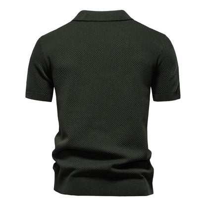 Men's Pineapple Knit Texture Polo Shirt - 2025 Summer Relaxed Fit Short Sleeve Top | PSD8025