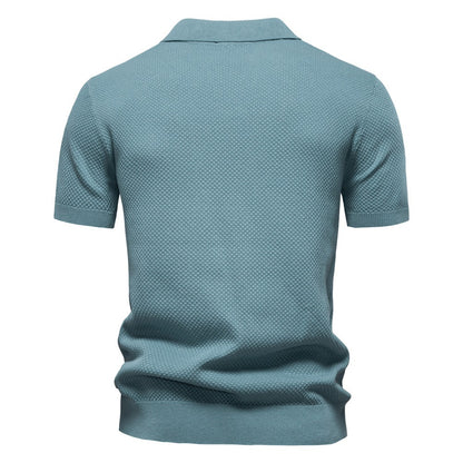 Men's Pineapple Knit Texture Polo Shirt - 2025 Summer Relaxed Fit Short Sleeve Top | PSD8025