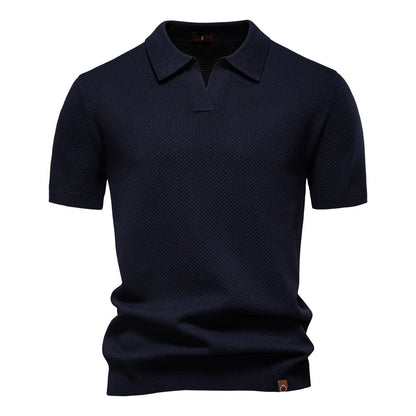 Men's Pineapple Knit Texture Polo Shirt - 2025 Summer Relaxed Fit Short Sleeve Top | PSD8025