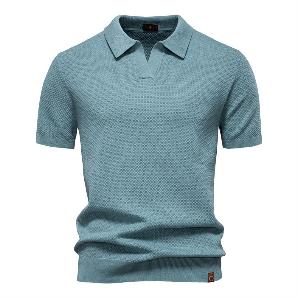 Men's Pineapple Knit Texture Polo Shirt - 2025 Summer Relaxed Fit Short Sleeve Top | PSD8025