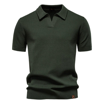 Men's Pineapple Knit Texture Polo Shirt - 2025 Summer Relaxed Fit Short Sleeve Top | PSD8025
