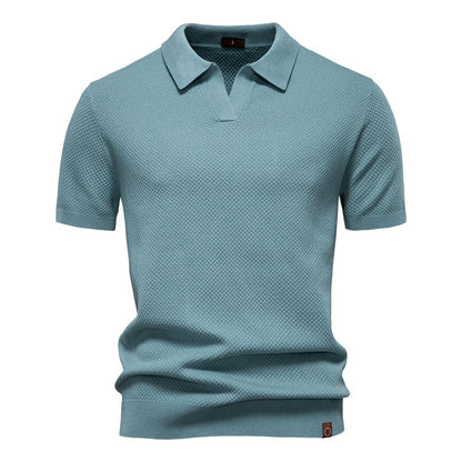Men's Pineapple Knit Texture Polo Shirt - 2025 Summer Relaxed Fit Short Sleeve Top | PSD8025
