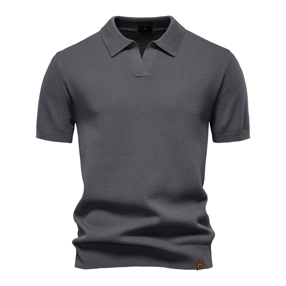 Men's Pineapple Knit Texture Polo Shirt - 2025 Summer Relaxed Fit Short Sleeve Top | PSD8025