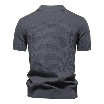 Men's Pineapple Knit Texture Polo Shirt - 2025 Summer Relaxed Fit Short Sleeve Top | PSD8025
