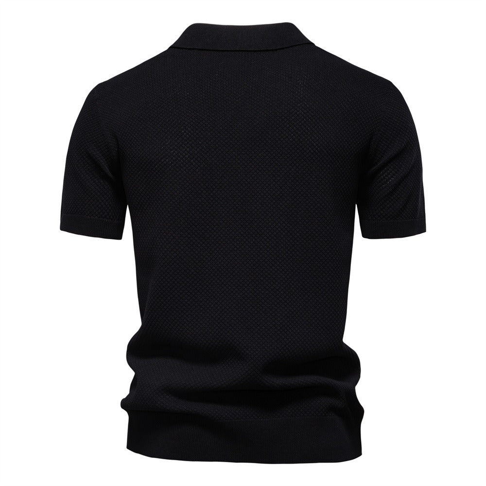 Men's Pineapple Knit Texture Polo Shirt - 2025 Summer Relaxed Fit Short Sleeve Top | PSD8025