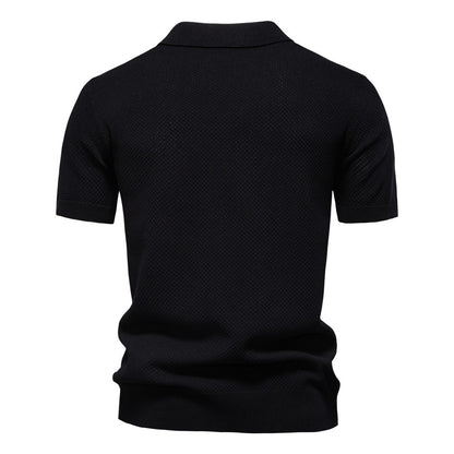 Men's Pineapple Knit Texture Polo Shirt - 2025 Summer Relaxed Fit Short Sleeve Top | PSD8025