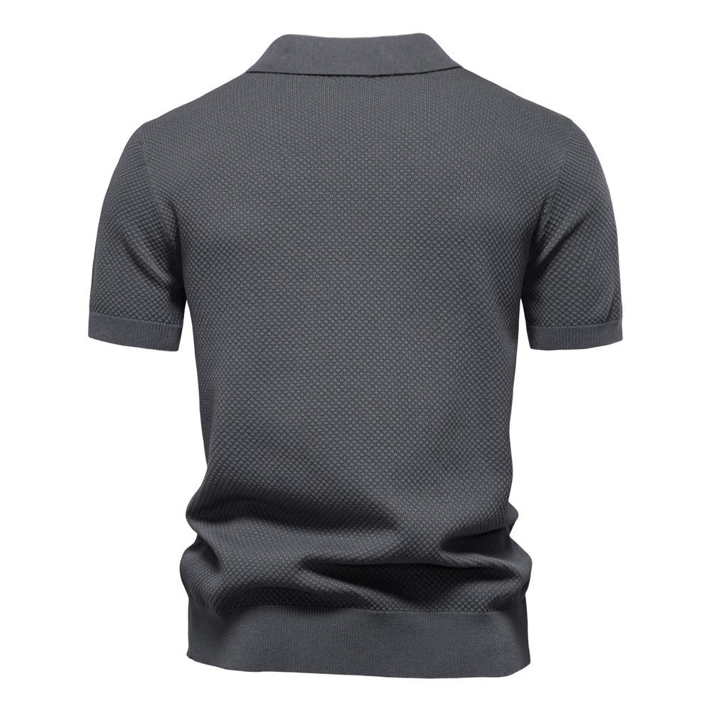 Men's Pineapple Knit Texture Polo Shirt - 2025 Summer Relaxed Fit Short Sleeve Top | PSD8025