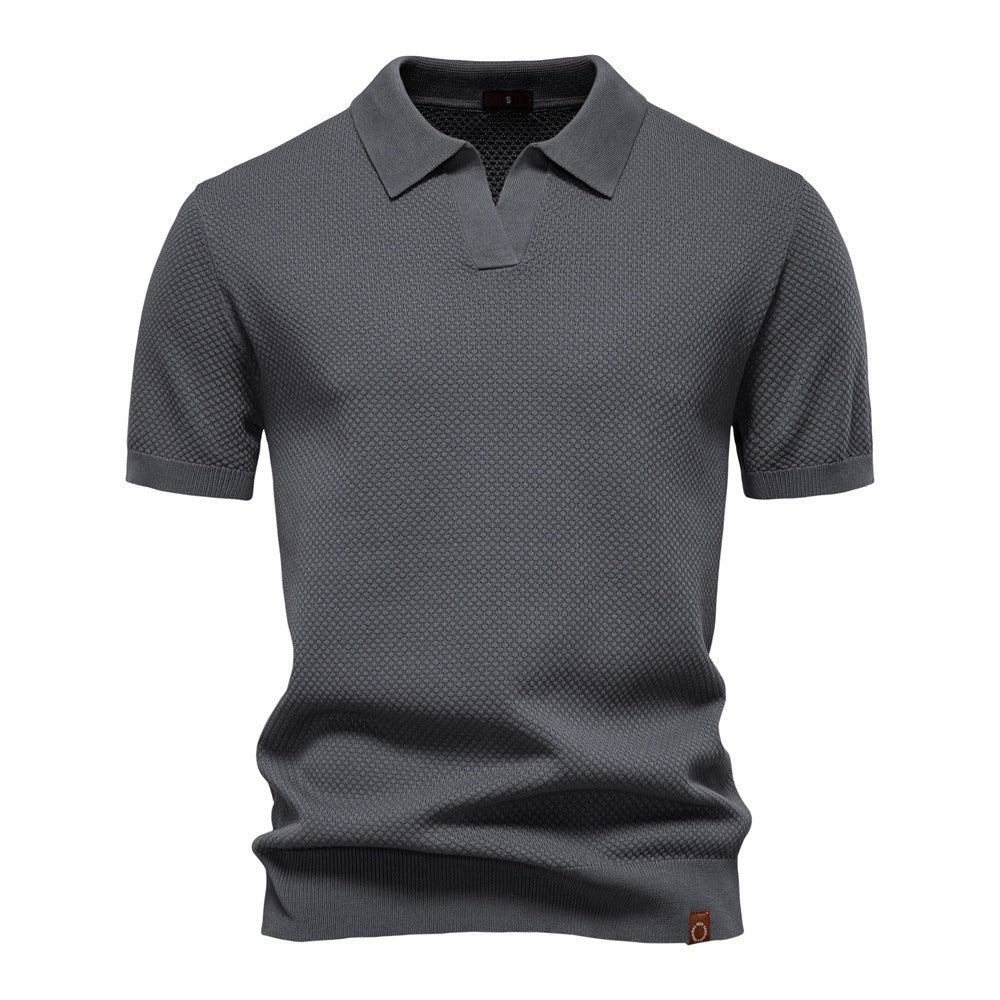 Men's Pineapple Knit Texture Polo Shirt - 2025 Summer Relaxed Fit Short Sleeve Top | PSD8025