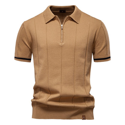 Men's Business Casual Knit Polo Shirt - 2025 Summer Loose-Fit Short Sleeve Top | PSD8037