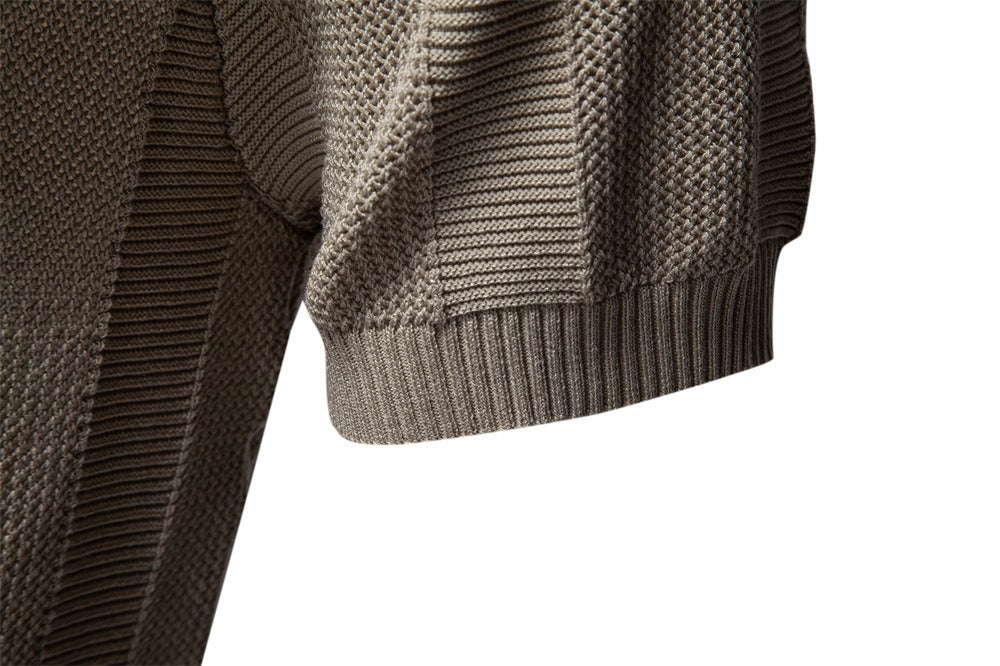 Men's Stripe Knit Polo Shirt with Mesh Panels - 2025 Summer Slim-Fit Streetwear Top | PSD8042
