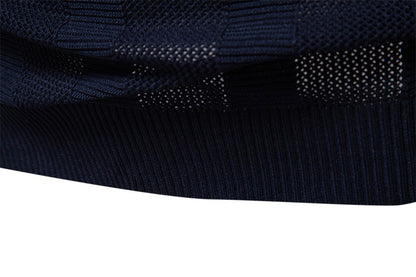 Men's Stripe Knit Polo Shirt with Mesh Panels - 2025 Summer Slim-Fit Streetwear Top | PSD8042