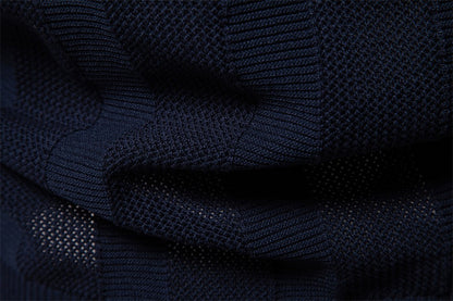 Men's Stripe Knit Polo Shirt with Mesh Panels - 2025 Summer Slim-Fit Streetwear Top | PSD8042