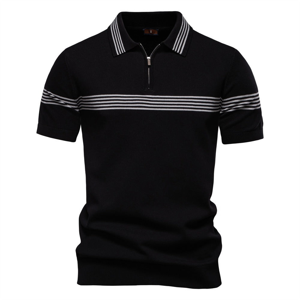 Men's Slim-Fit Stripe Knit Polo Shirt - 2025 Summer Business Casual Top | PSD8047