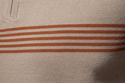 Men's Slim-Fit Stripe Knit Polo Shirt - 2025 Summer Business Casual Top | PSD8047