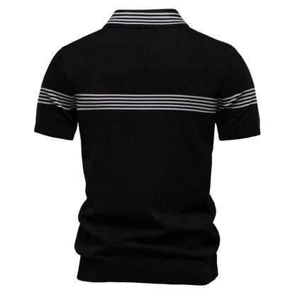 Men's Slim-Fit Stripe Knit Polo Shirt - 2025 Summer Business Casual Top | PSD8047