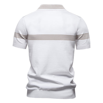 Men's Slim-Fit Stripe Knit Polo Shirt - 2025 Summer Business Casual Top | PSD8047