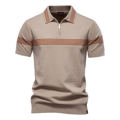Men's Slim-Fit Stripe Knit Polo Shirt - 2025 Summer Business Casual Top | PSD8047
