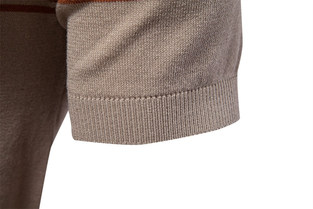 Men's Slim-Fit Stripe Knit Polo Shirt - 2025 Summer Business Casual Top | PSD8047