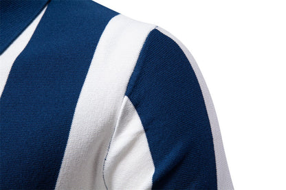 Summer Slim-Fit Stripe Polo Shirt for Men – 2025 Business Casual Knit Top | Breathable Short Sleeve Tee | PSD8060