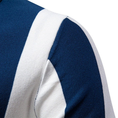 Summer Slim-Fit Stripe Polo Shirt for Men – 2025 Business Casual Knit Top | Breathable Short Sleeve Tee | PSD8060