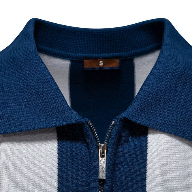 Summer Slim-Fit Stripe Polo Shirt for Men – 2025 Business Casual Knit Top | Breathable Short Sleeve Tee | PSD8060