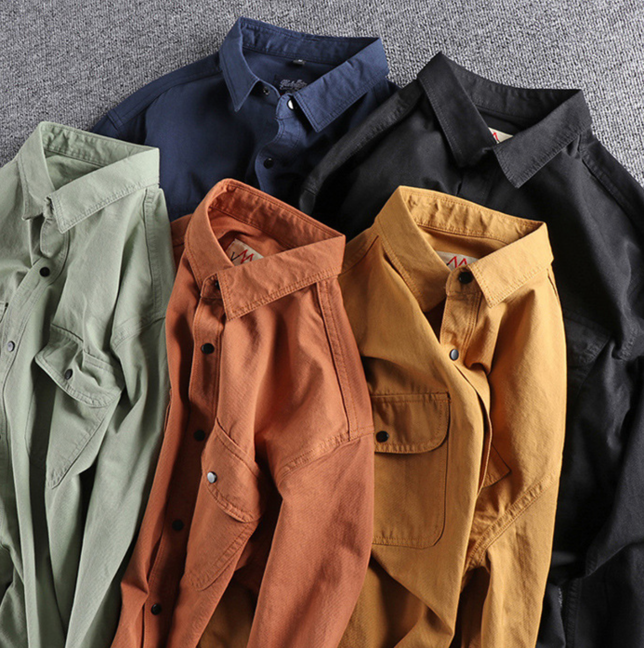 Vintage Workwear Double Pocket Shirt Retro Casual Classic Shirt Top for Men | V38
