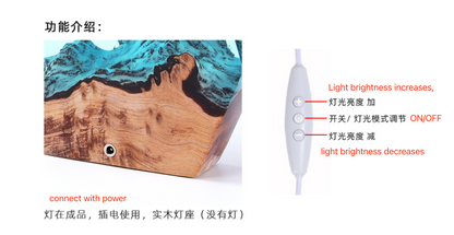 Modern Ocean Art Table Lamp | Solid Wood & Resin Night Light for Bedroom, Office & Perfect Gifts| SC-12