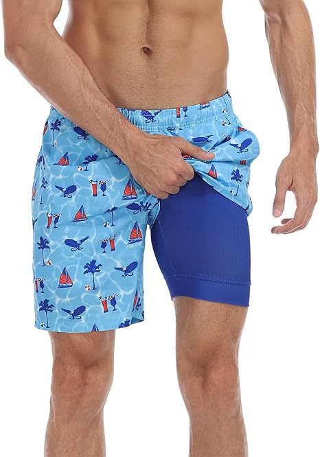 Summer 3D Print Men's Double-Layer Beach Shorts Quick-Dry, Breathable, Bold Designs | SCDK-QK
