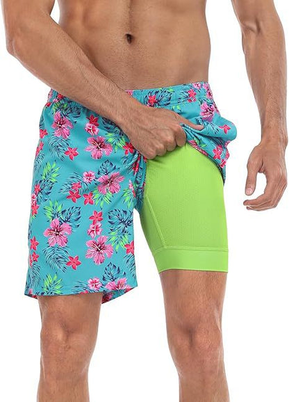 Summer 3D Print Men's Double-Layer Beach Shorts Quick-Dry, Breathable, Bold Designs | SCDK-QK