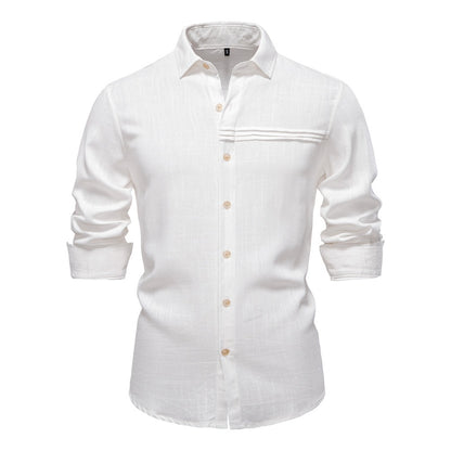 Men's Minimalist Linen-Blend Shirt - 2025 Spring Casual Long Sleeve Top | SH2026