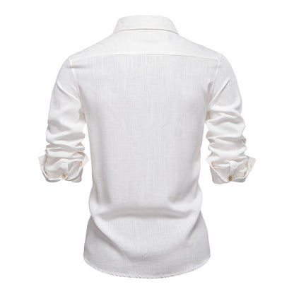 Men's Minimalist Linen-Blend Shirt - 2025 Spring Casual Long Sleeve Top | SH2026