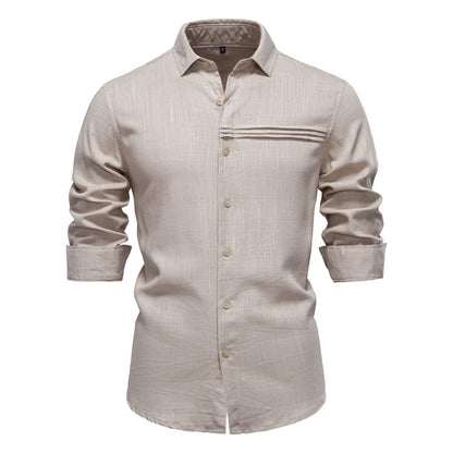 Men's Minimalist Linen-Blend Shirt - 2025 Spring Casual Long Sleeve Top | SH2026