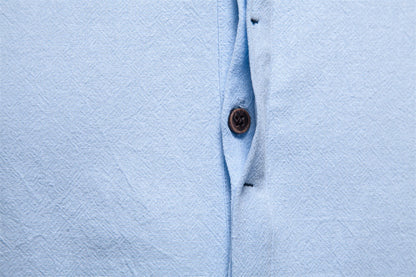 Men's Japanese Minimalist Short Sleeve Linen-Blend Shirt - Summer Slim-Fit Casual Top | SH2039