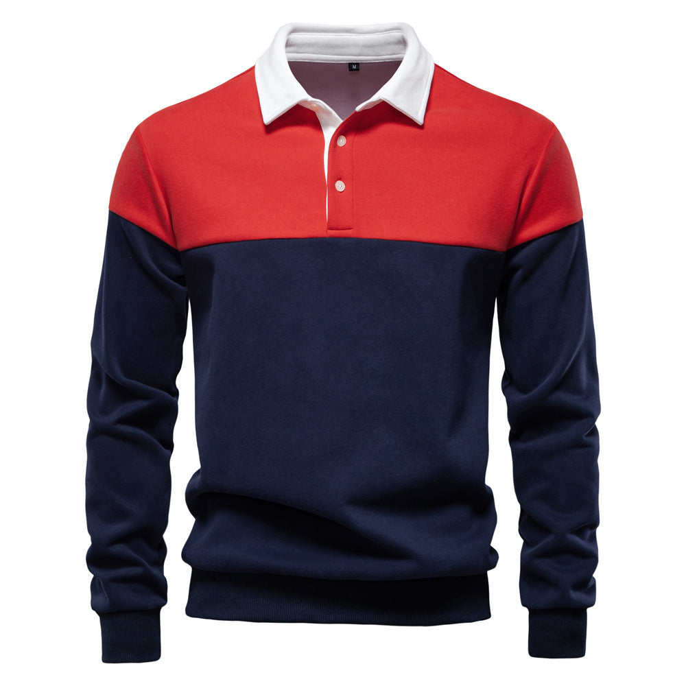 Men's Long Sleeve Polo Collar Sweatshirt - 2025 Spring Casual Streetwear Top | HD3006