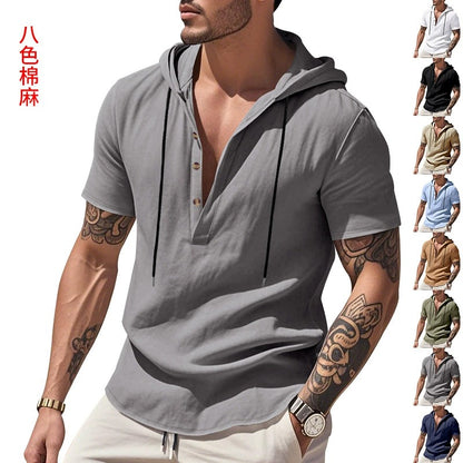 Men’s Casual Linen Hoodie Shirt – Lightweight, Casual & Coastal Cool | YH-CW15